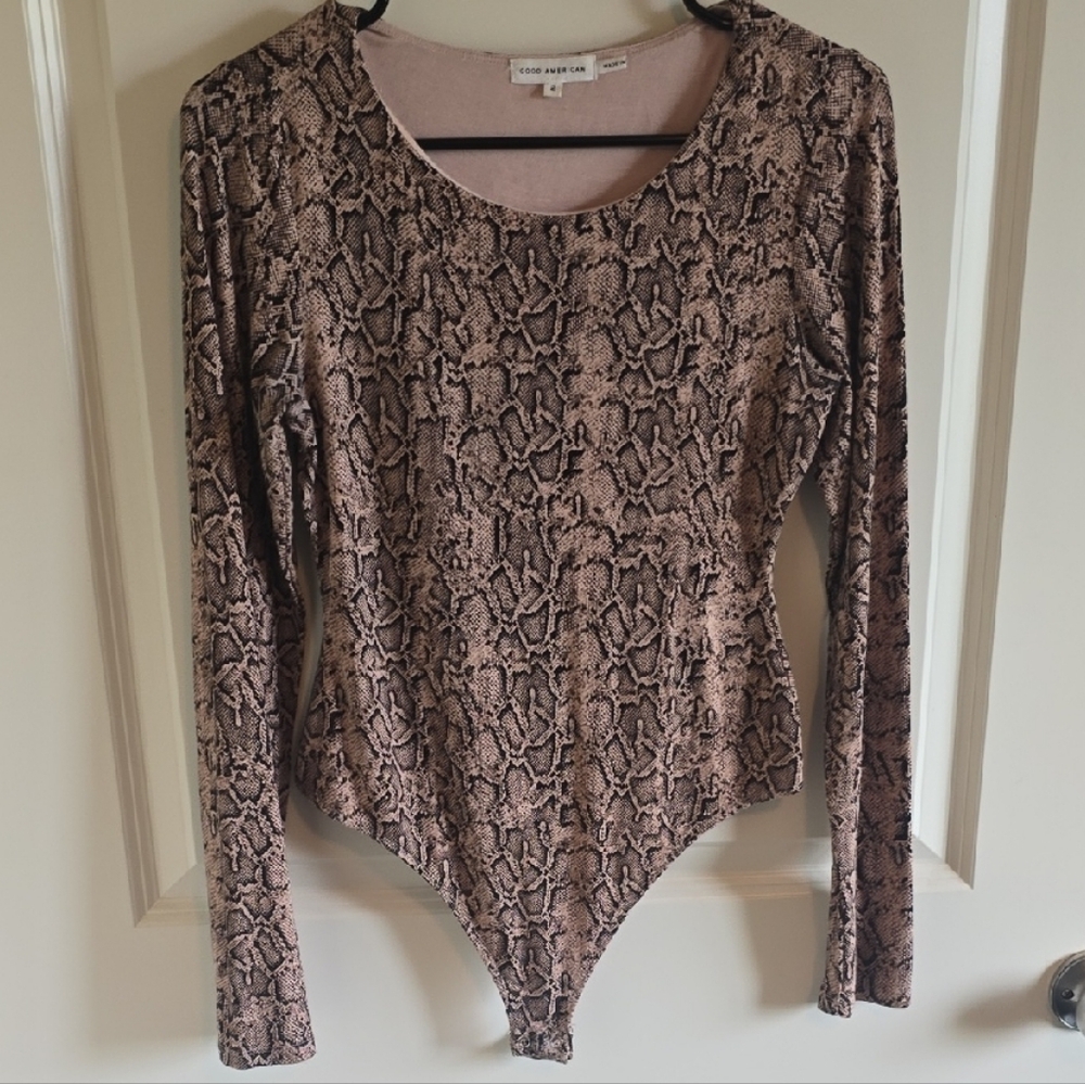 Good American Tan Snake Print Bodysuit